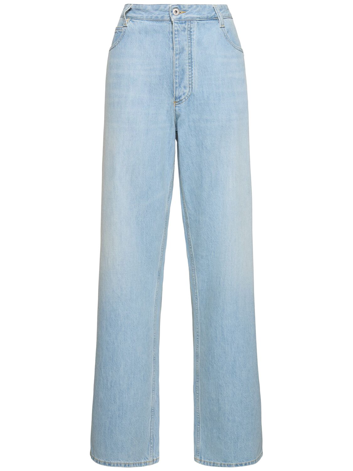 Image of Wide Leg Light-bleached Denim Jeans