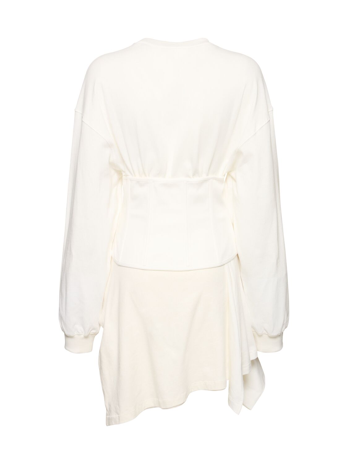 Shop Acne Studios Asymmetric Cotton Blend Dress W/ Corset In White