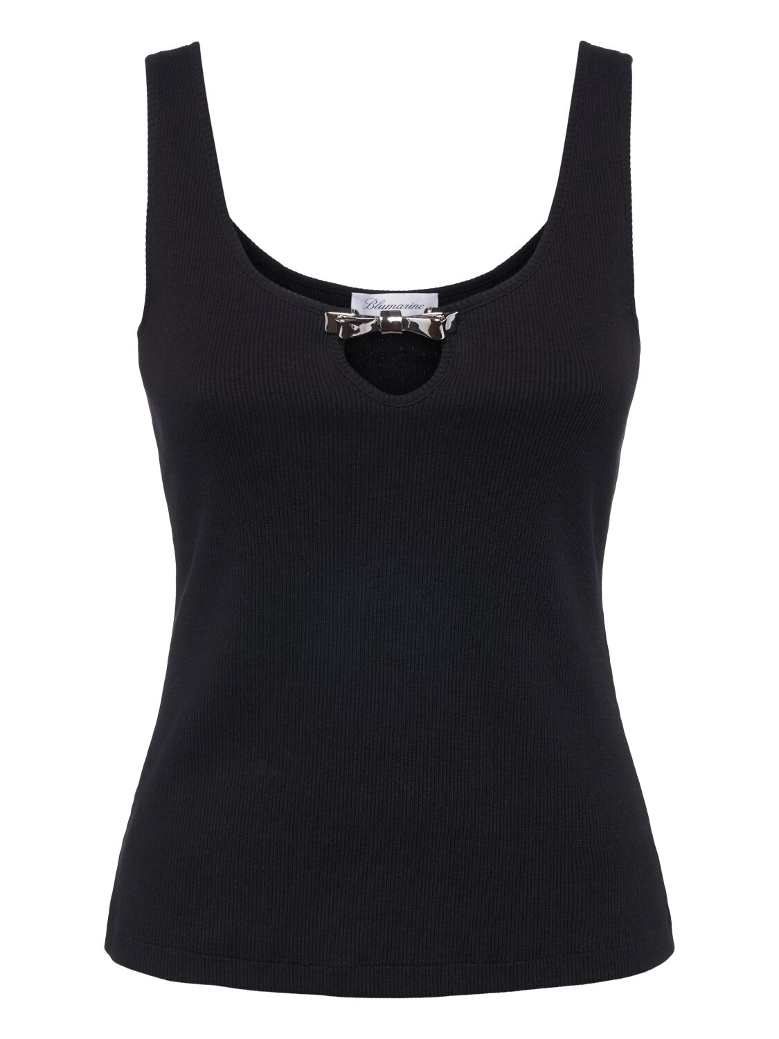 Blumarine Rib Knit Tank Top In Black