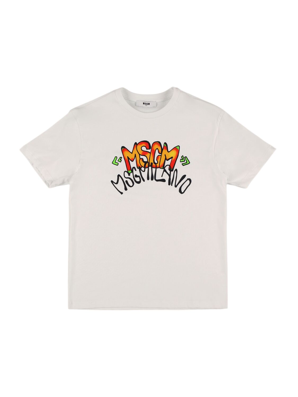 Msgm Printed Cotton Jersey T-shirt In White