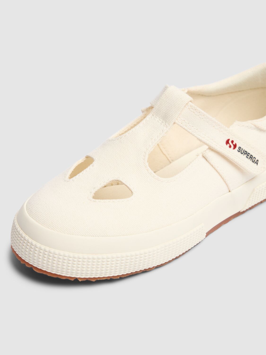 Shop Superga 2662- Cotton Eyes Canvas Sandals In White