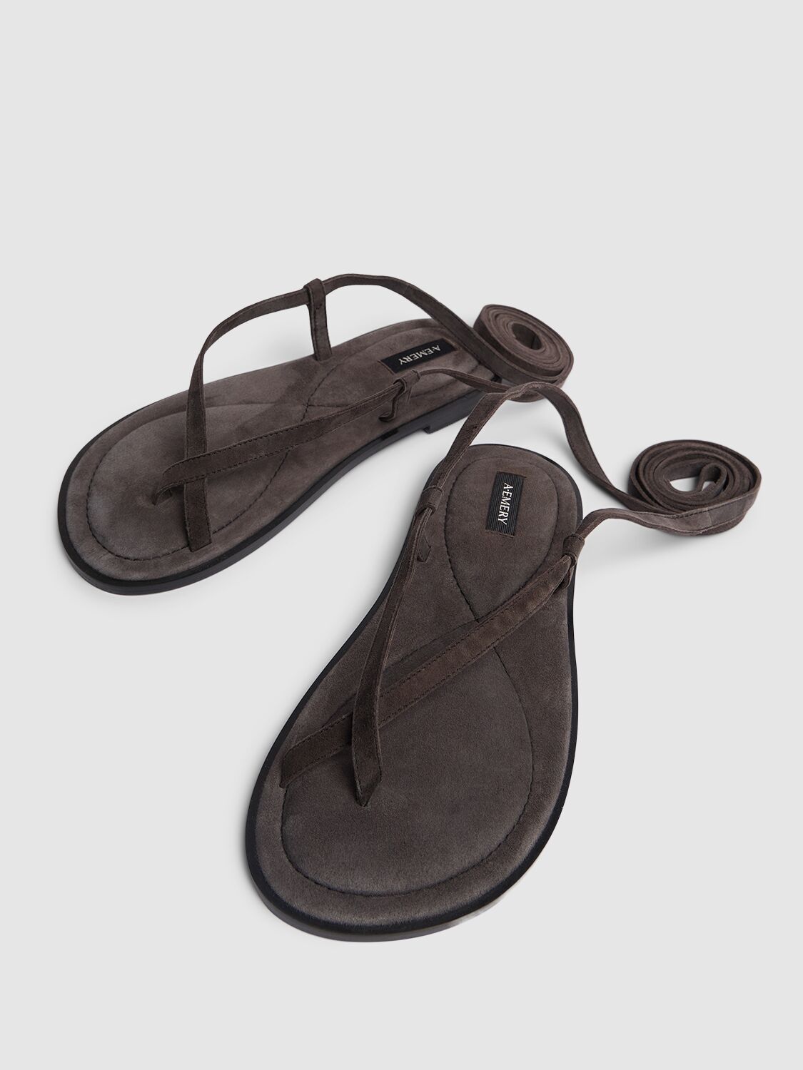 Shop A.emery 10mm Elliot Suede Sandals In Grey