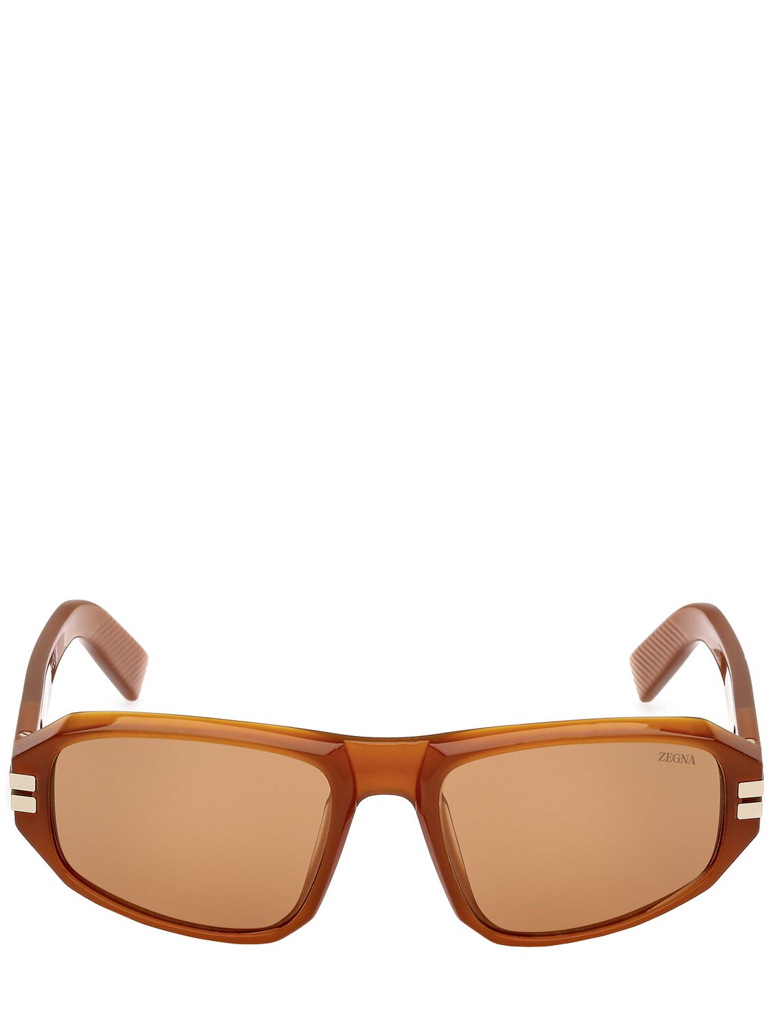 Zegna Squared Sunglasses W/ Lanyard In Brown