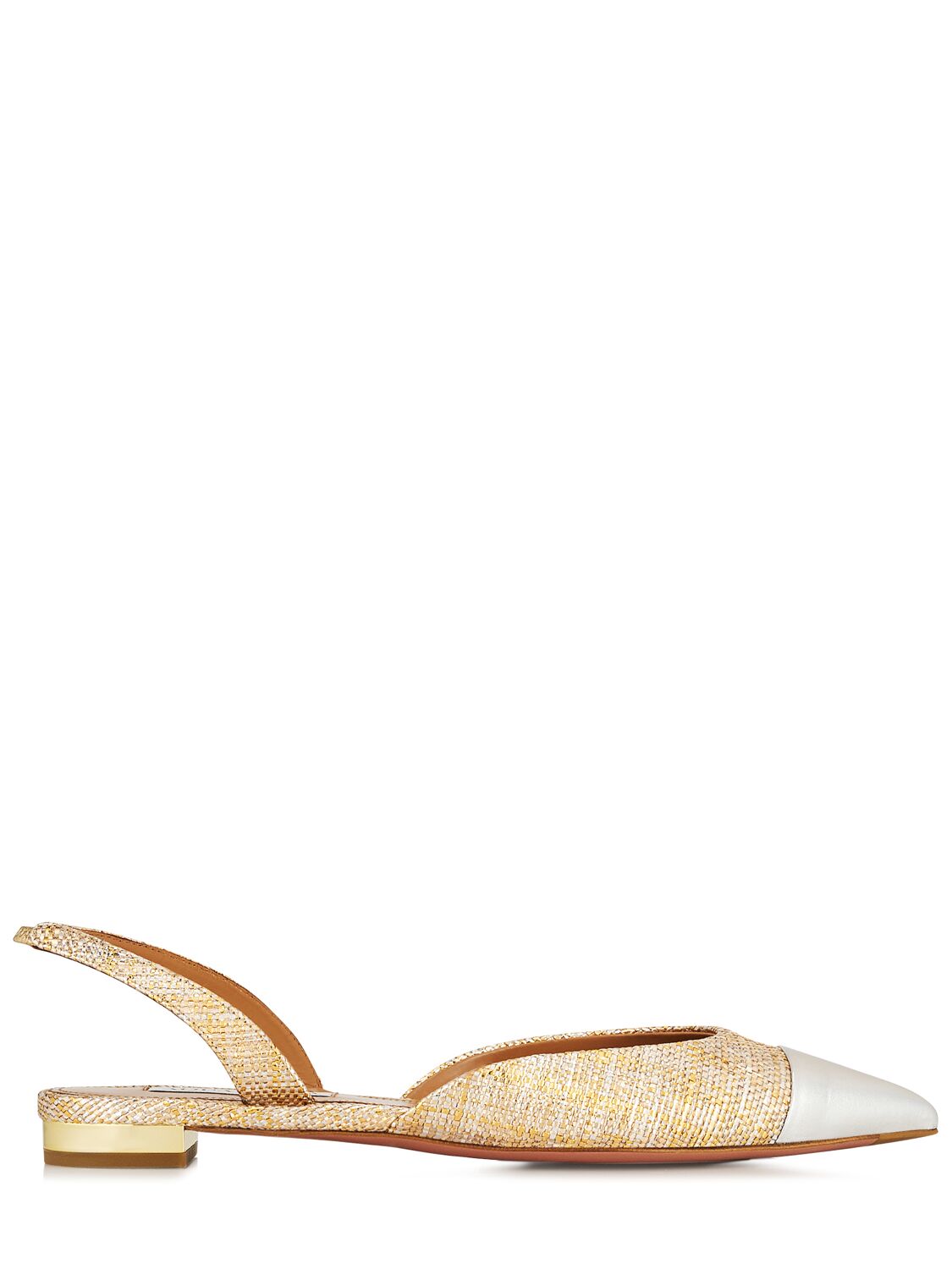 Aquazzura 10mm Milanese Laminated Leather Flats In Gold