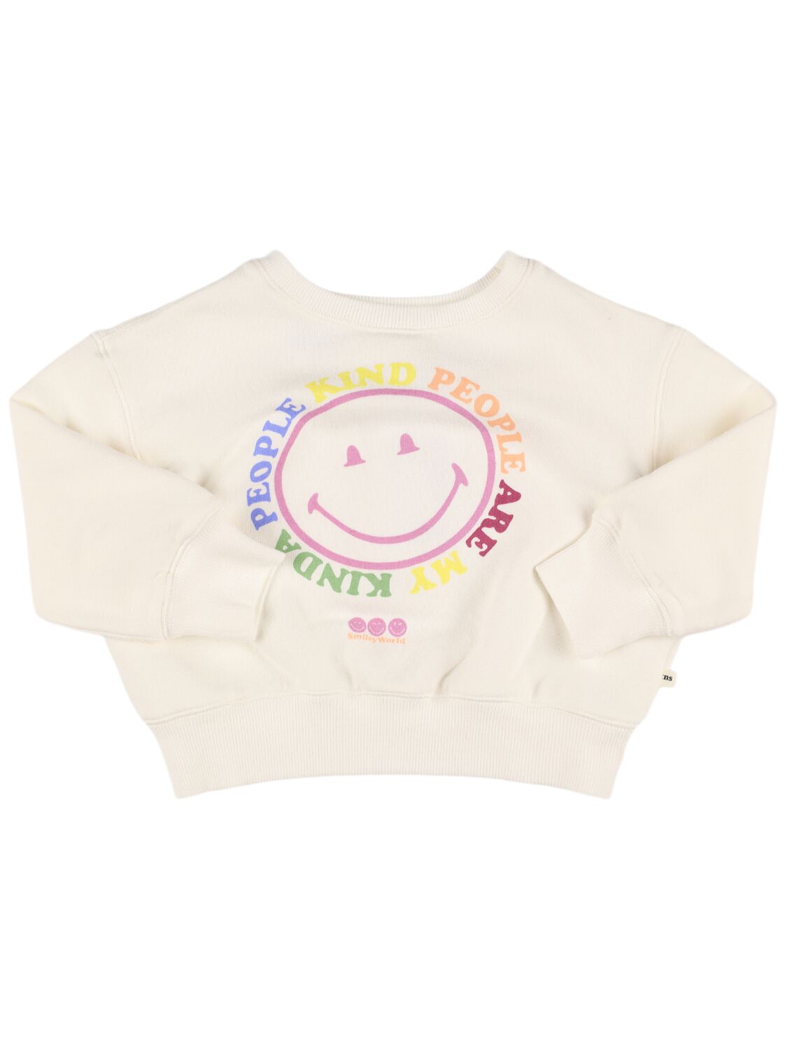 The New Society Kids' Printed Bci Cotton Crewneck Sweatshirt In Off White
