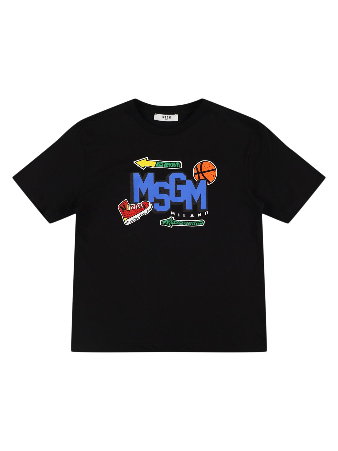 Msgm Printed Cotton Jersey T-shirt In Black