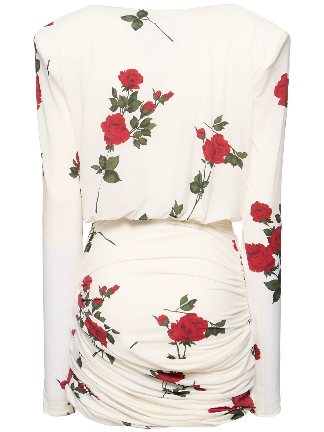 Shop Magda Butrym Rose Printed Jersey Mini Dress In White,multi