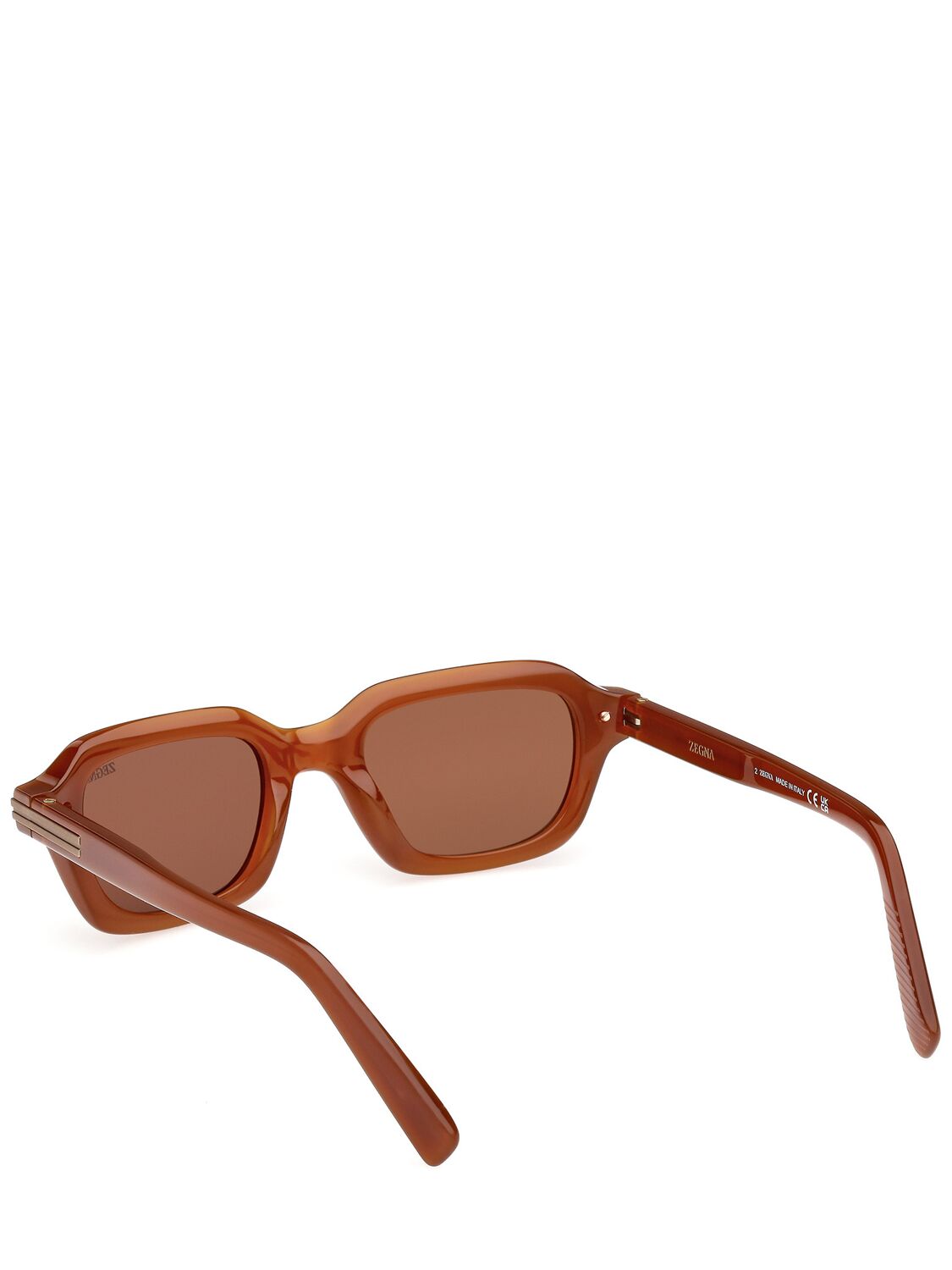 Shop Zegna Squared Sunglasses In Brown