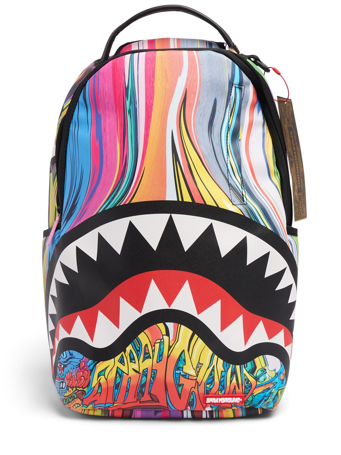 Sprayground Kids' Shark Print Canvas Backpack In Multi