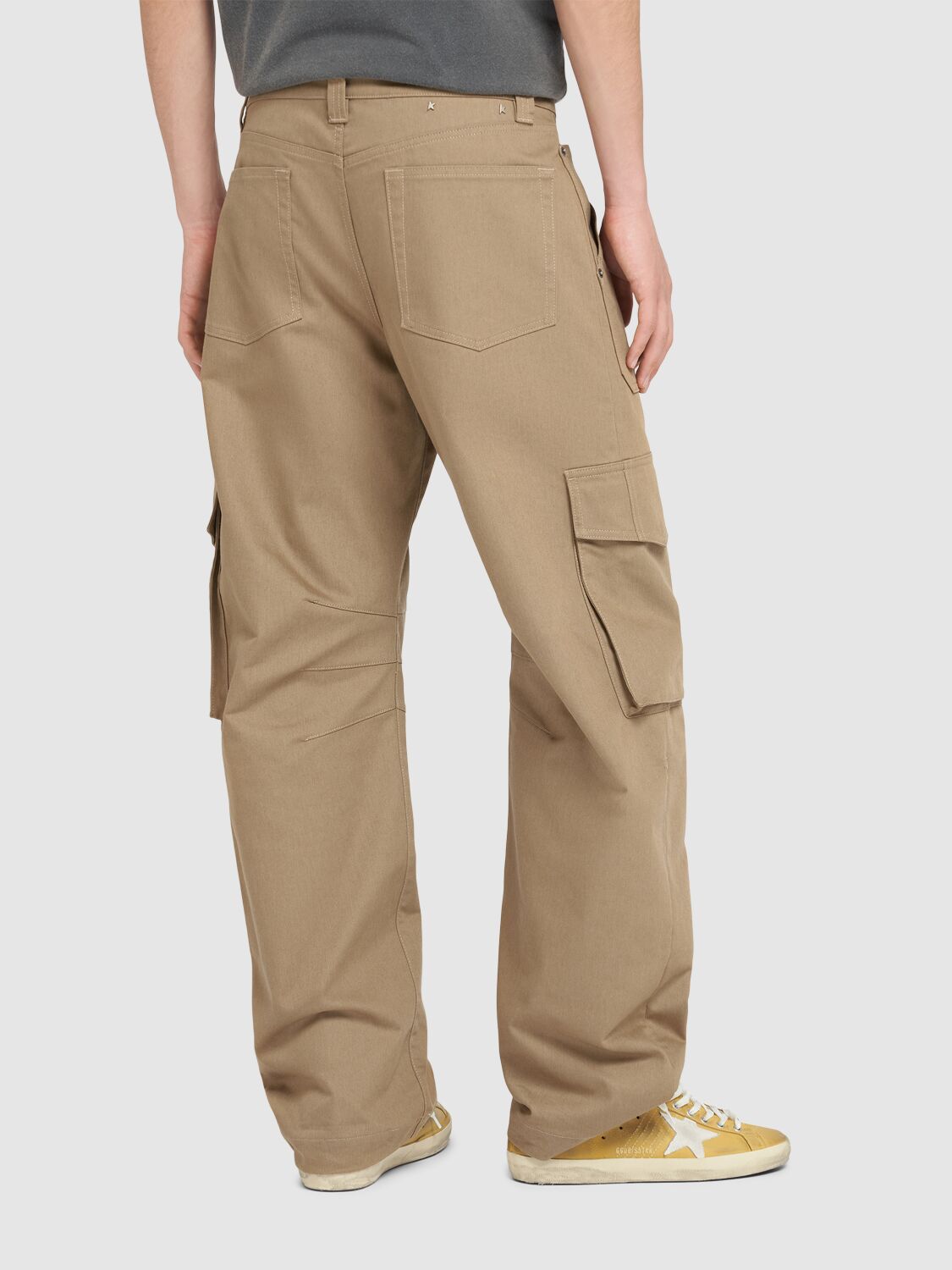 Shop Golden Goose Golden Cotton Blend Cargo Pants In Khaki/beige