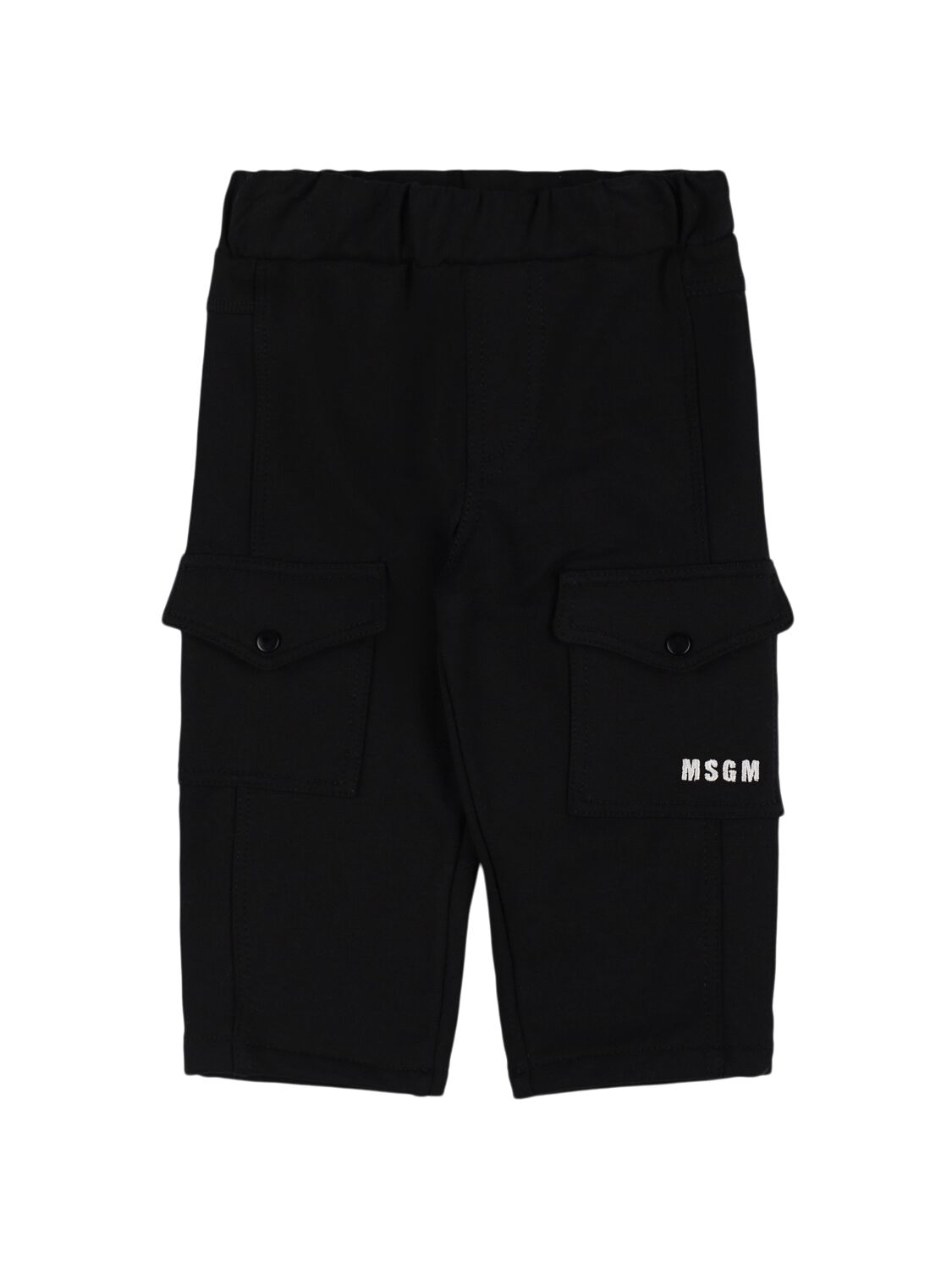 Msgm Cotton Blend Cargo Sweatpants In Black