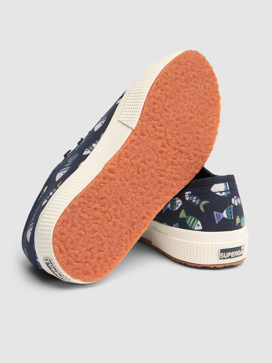 Shop Superga Fish Printed Cotton Canvas Sneakers In Navy