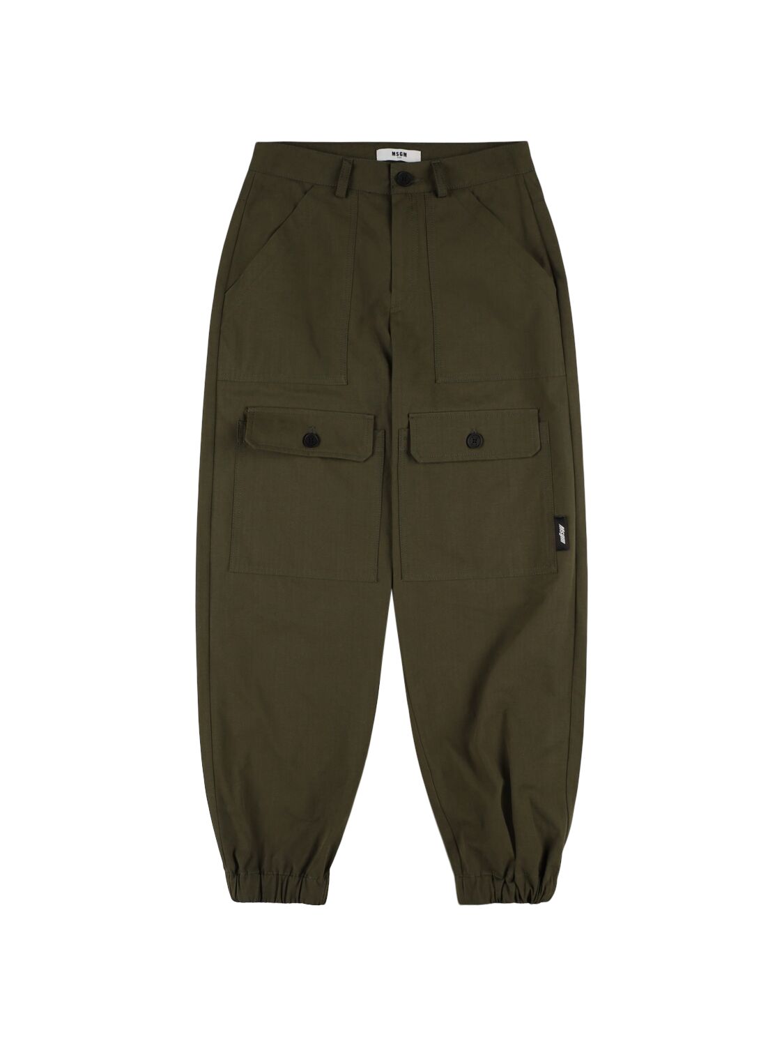 Msgm Cotton Canvas Cargo Pants In Military Green