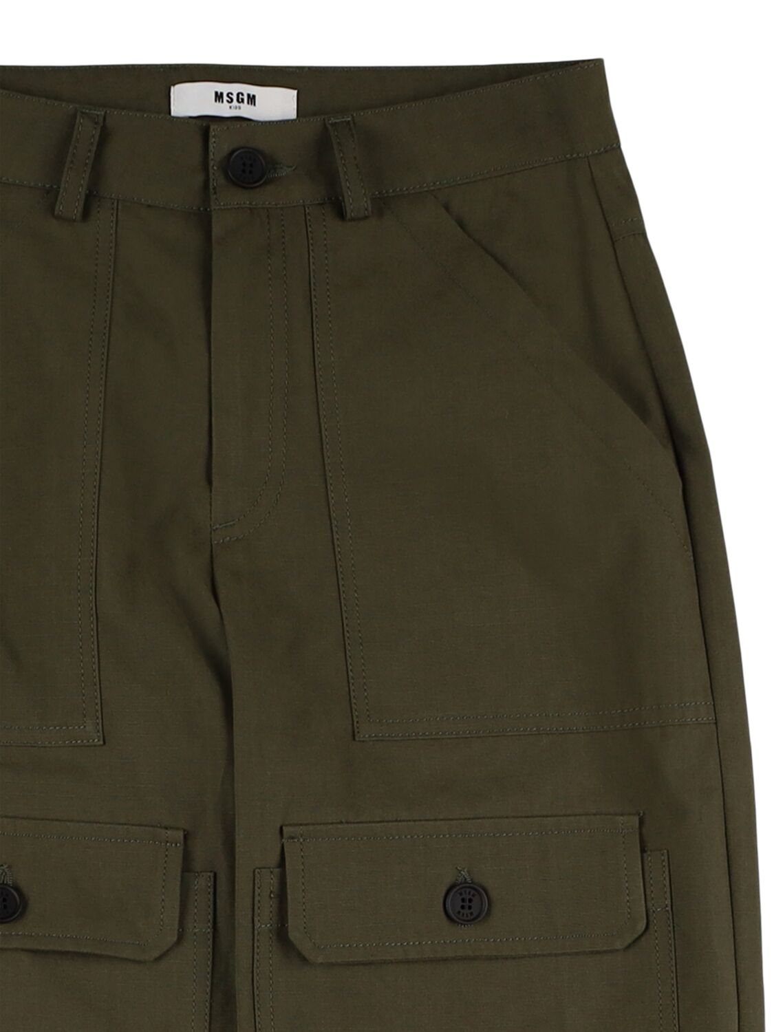 Shop Msgm Cotton Canvas Cargo Pants In Military Green