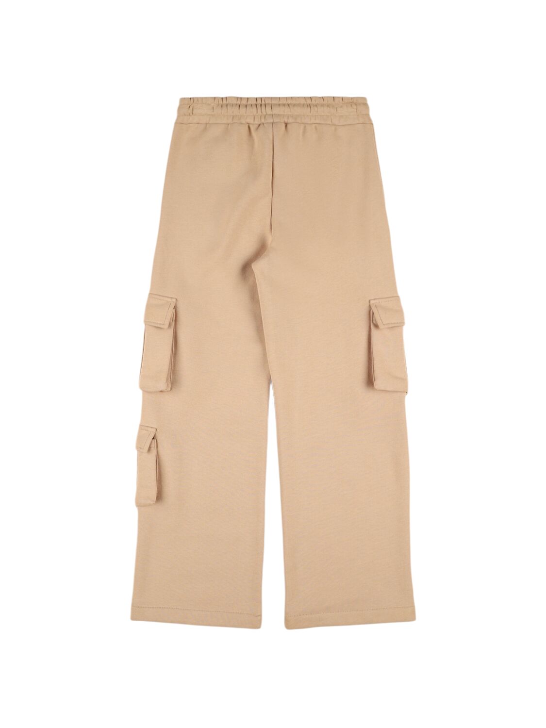 Shop Msgm Cotton Cargo Sweatpants In Beige