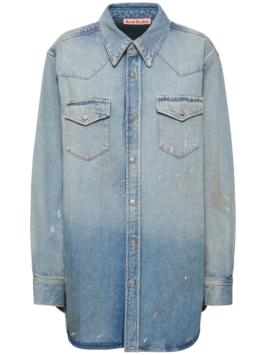 Shop Acne Studios Karty Stonewashed Denim Shirt In Light Blue