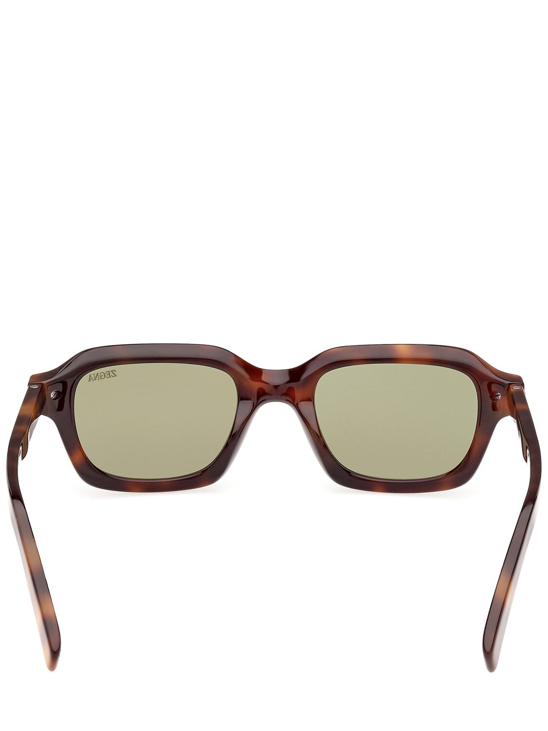 Shop Zegna Squared Sunglasses In Havana,green