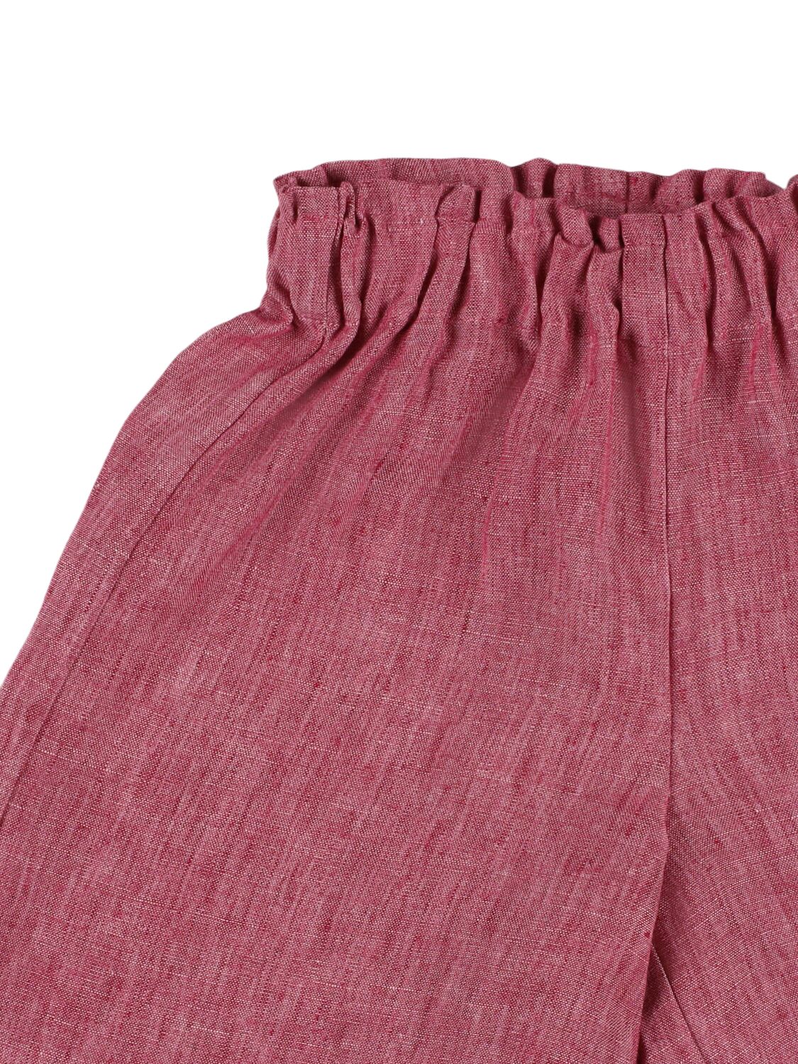Shop Il Gufo Linen Shorts In Purple