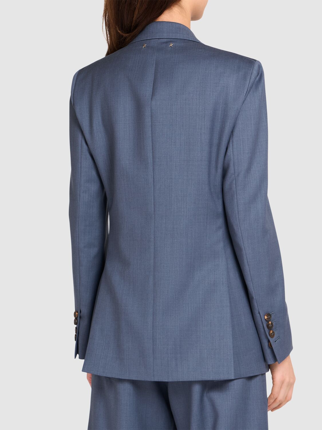 Shop Golden Goose Journey Double Breast Wool Blazer In Blue