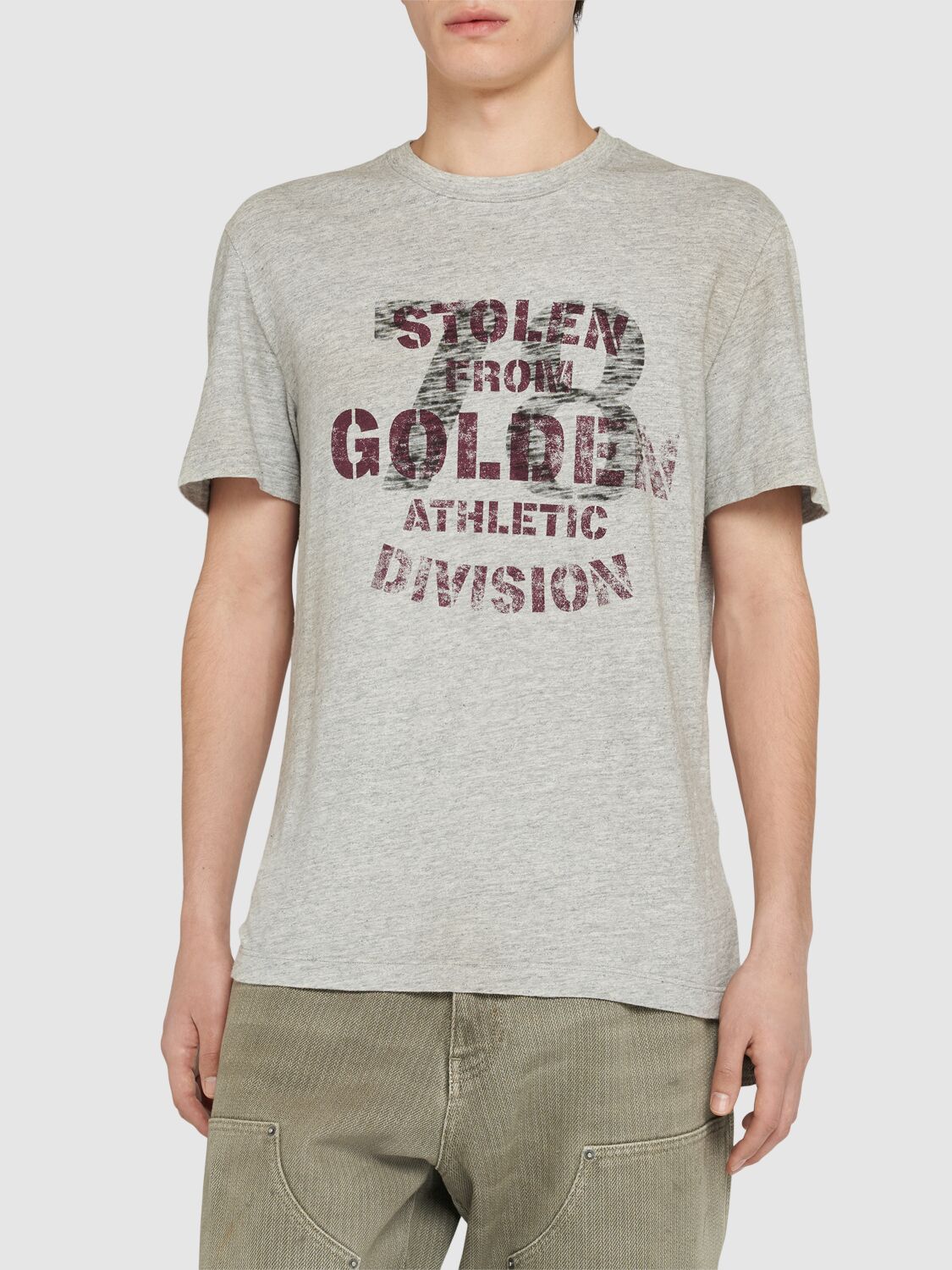 Shop Golden Goose Journey Logo Detail Cotton T-shirt In Heather Grey