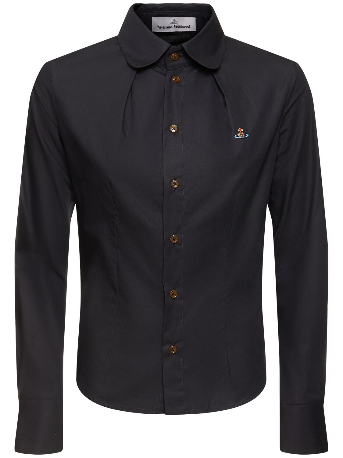 Vivienne Westwood Toulouse Cotton Poplin Shirt W/logo In Black