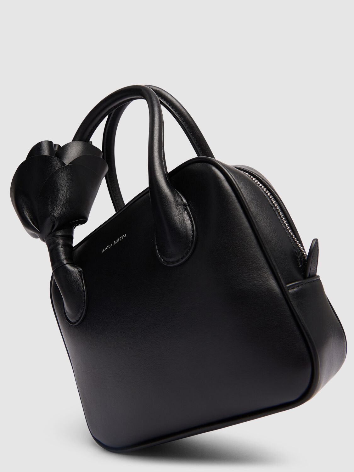 Shop Magda Butrym Brigitte Square Leather Top Handle Bag In Black