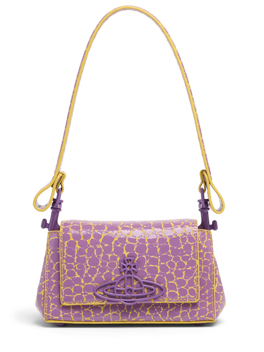 Vivienne Westwood Small Hazel Leather Shoulder Bag In Lilac,yellow