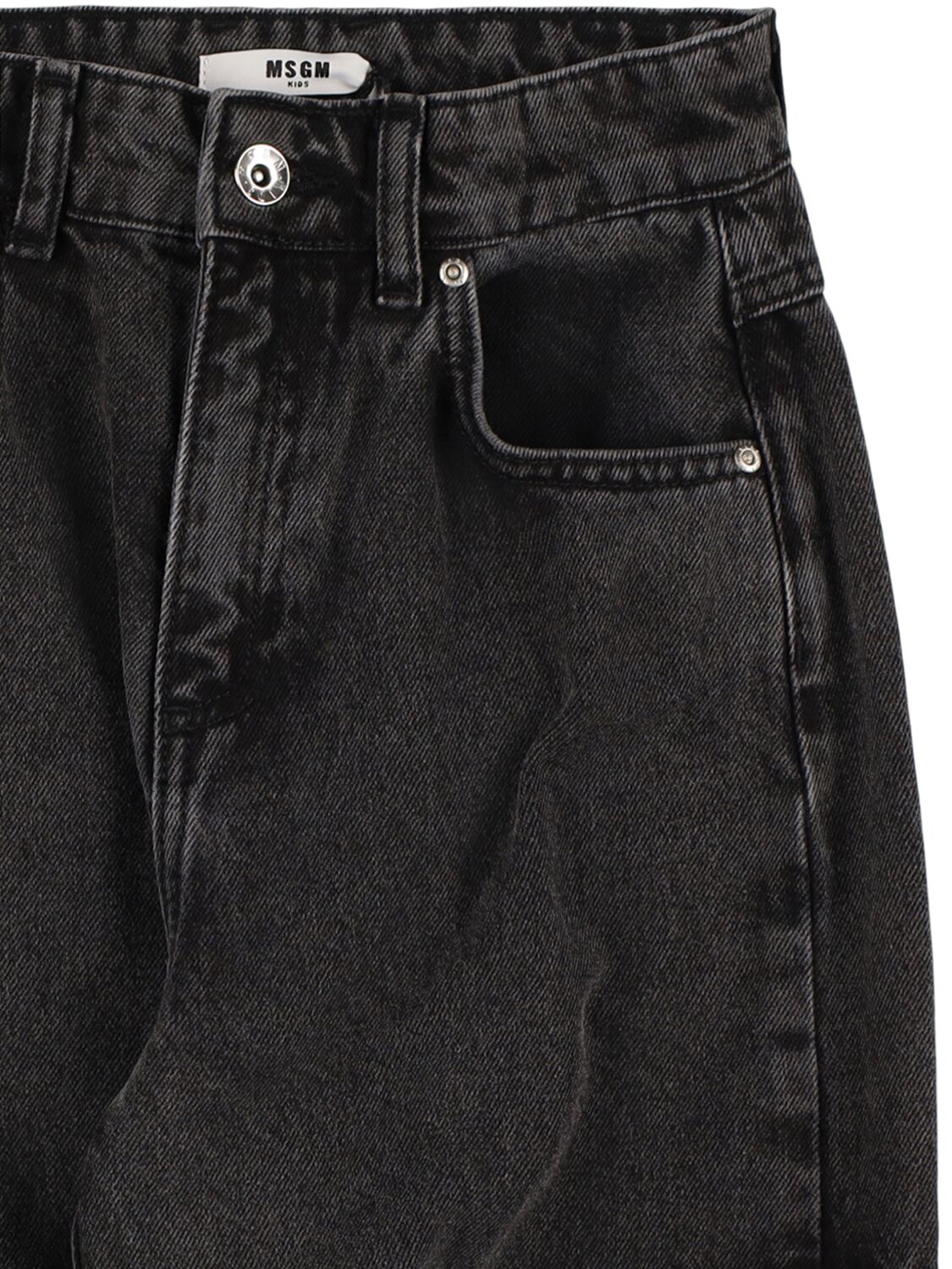 Shop Msgm Cotton Denim Cargo Jeans In Black