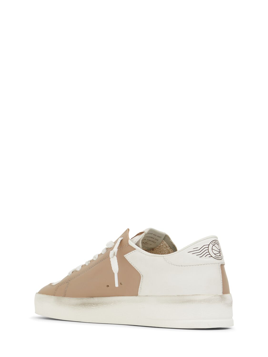 Shop Golden Goose Stardan Leather Sneakers In Beige/white