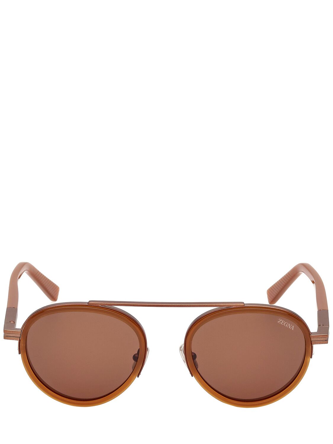 Shop Zegna Orizzonte Ii Acetate Sunglasses In Light Brown