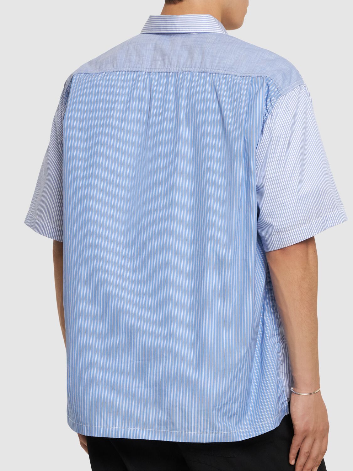 Shop Comme Des Garçons Homme Deux Cotton Short Sleeve Shirt In White,navy