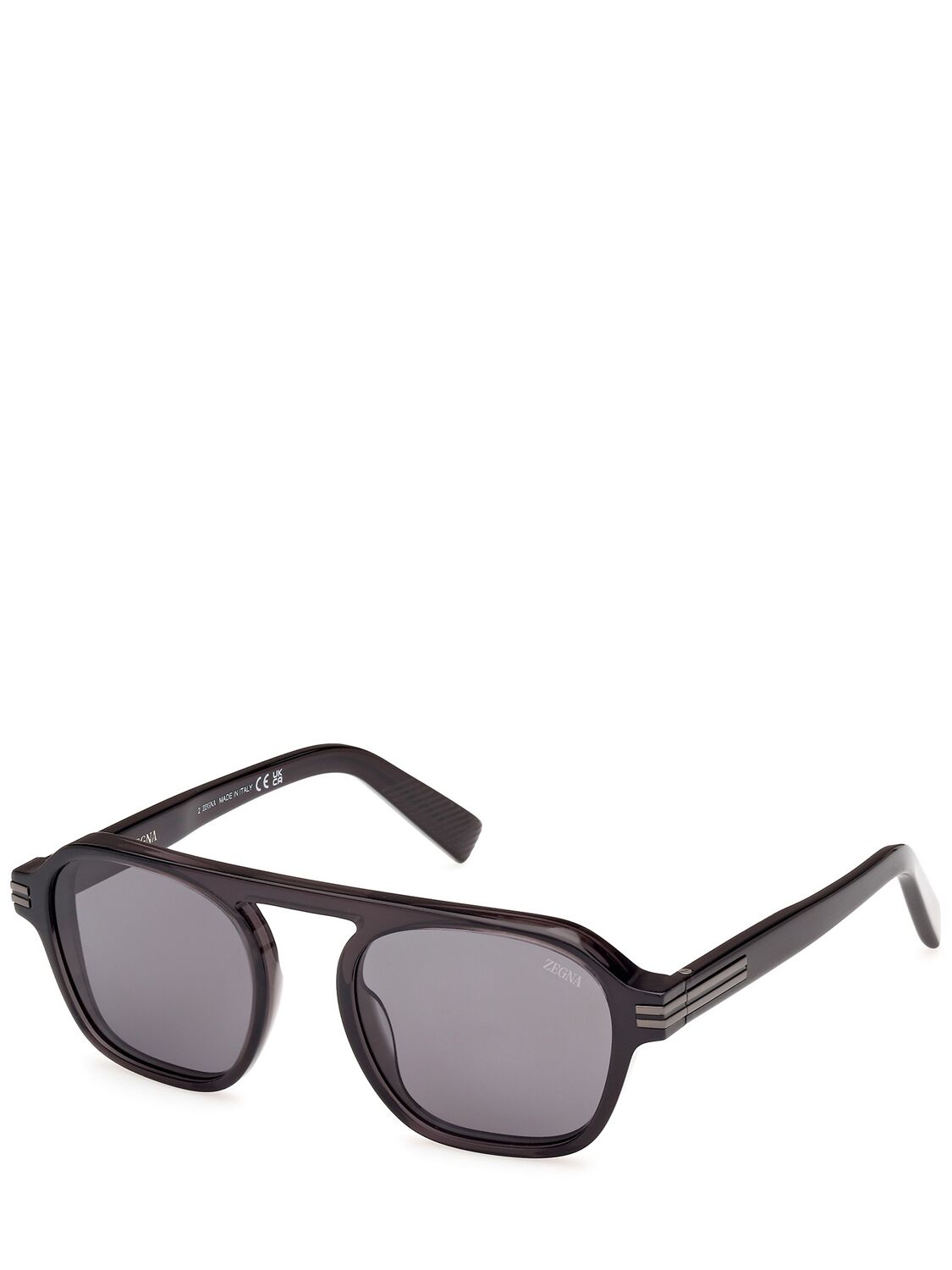 Shop Zegna Aurora Ii Acetate Polarized Sunglasses In Black,grey