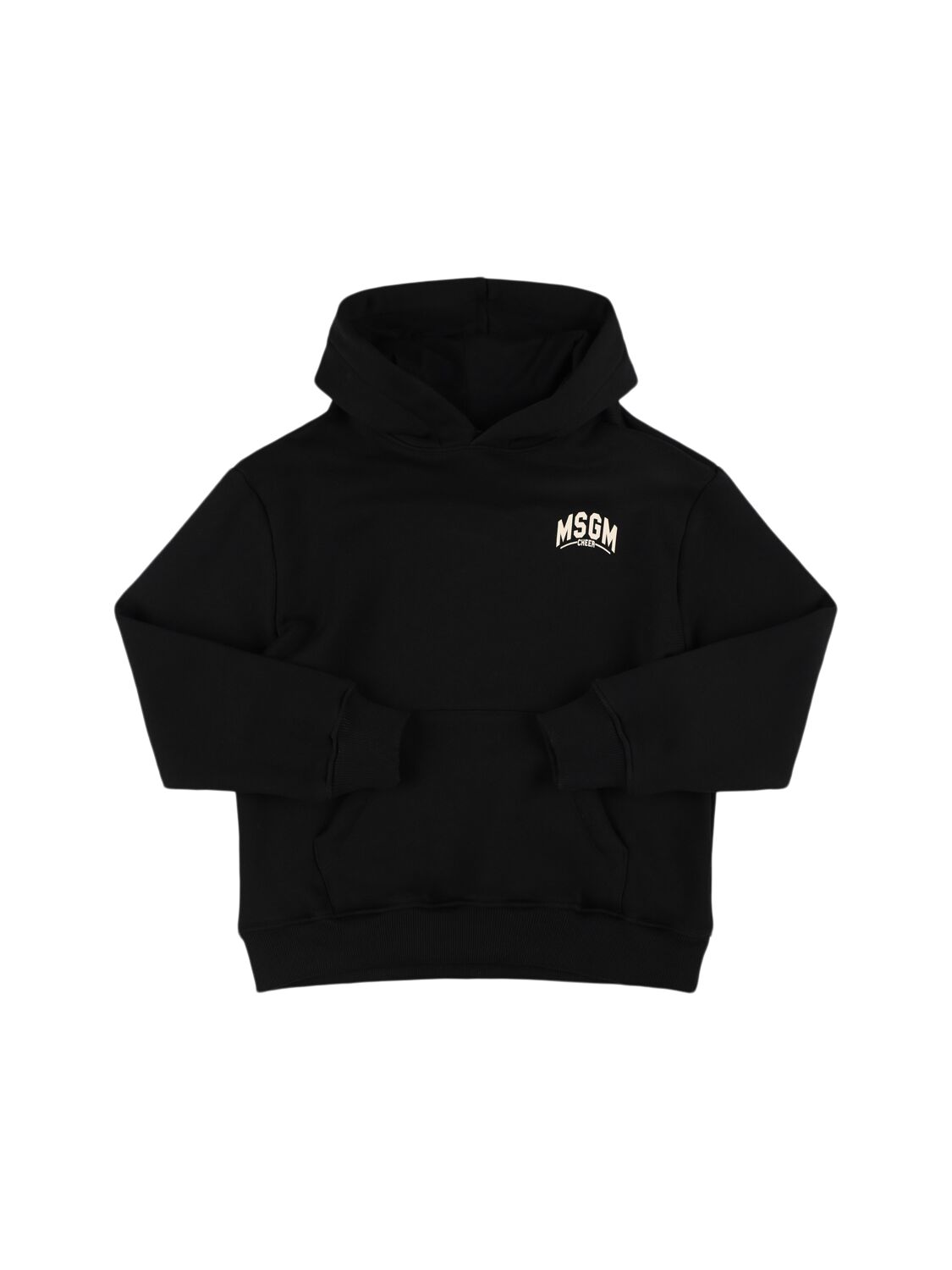 Msgm Printed Cotton Sweatshirt Hoodie In Black