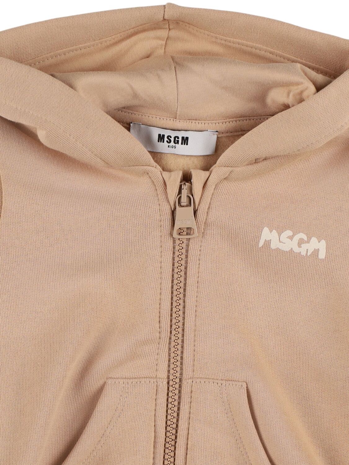 Shop Msgm Cotton Blend Sweatshirt & Sweatpants In Beige