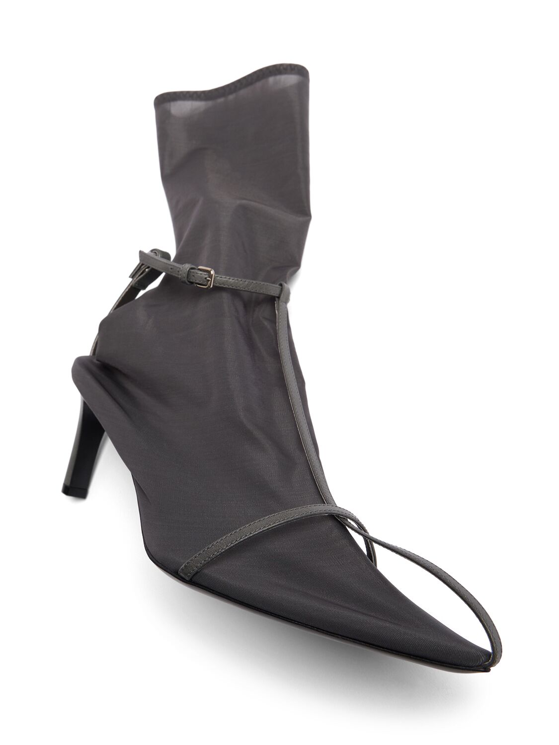 Shop Jil Sander 65mm Mesh & Leather Ankle Boots In Grey