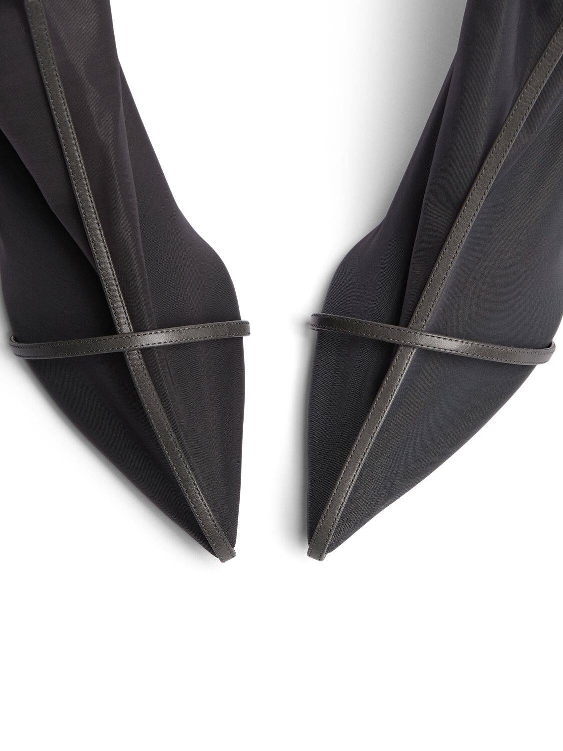 Shop Jil Sander 65mm Mesh & Leather Ankle Boots In Grey