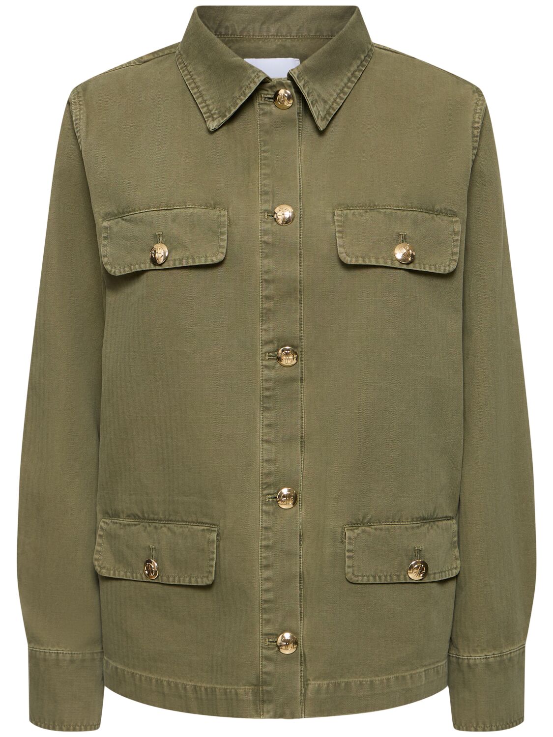 Shop Anine Bing Corey Cotton Jacket In Army Green