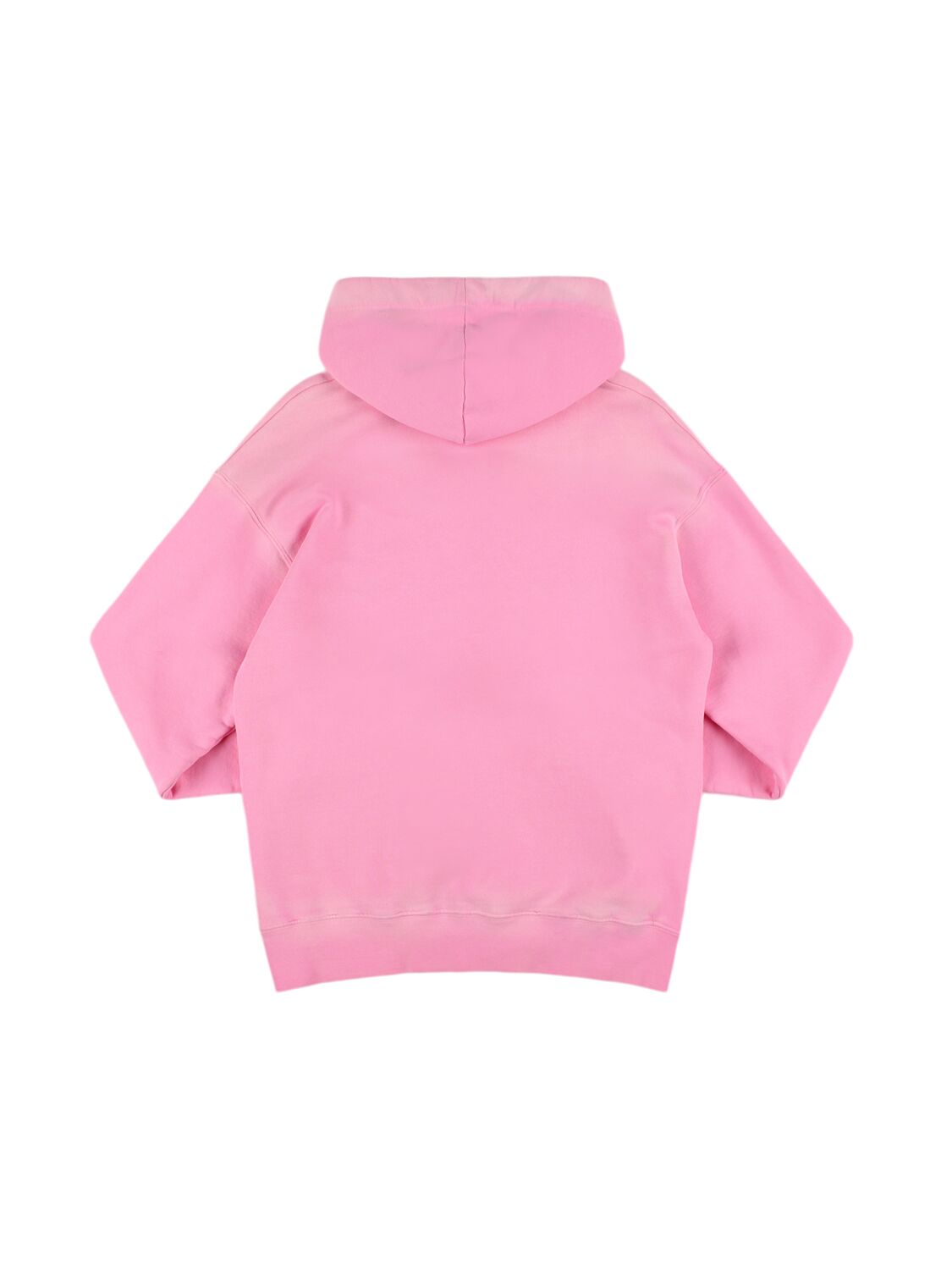 Shop Msgm Logo Faded Cotton Sweatshirt Hoodie In Pink