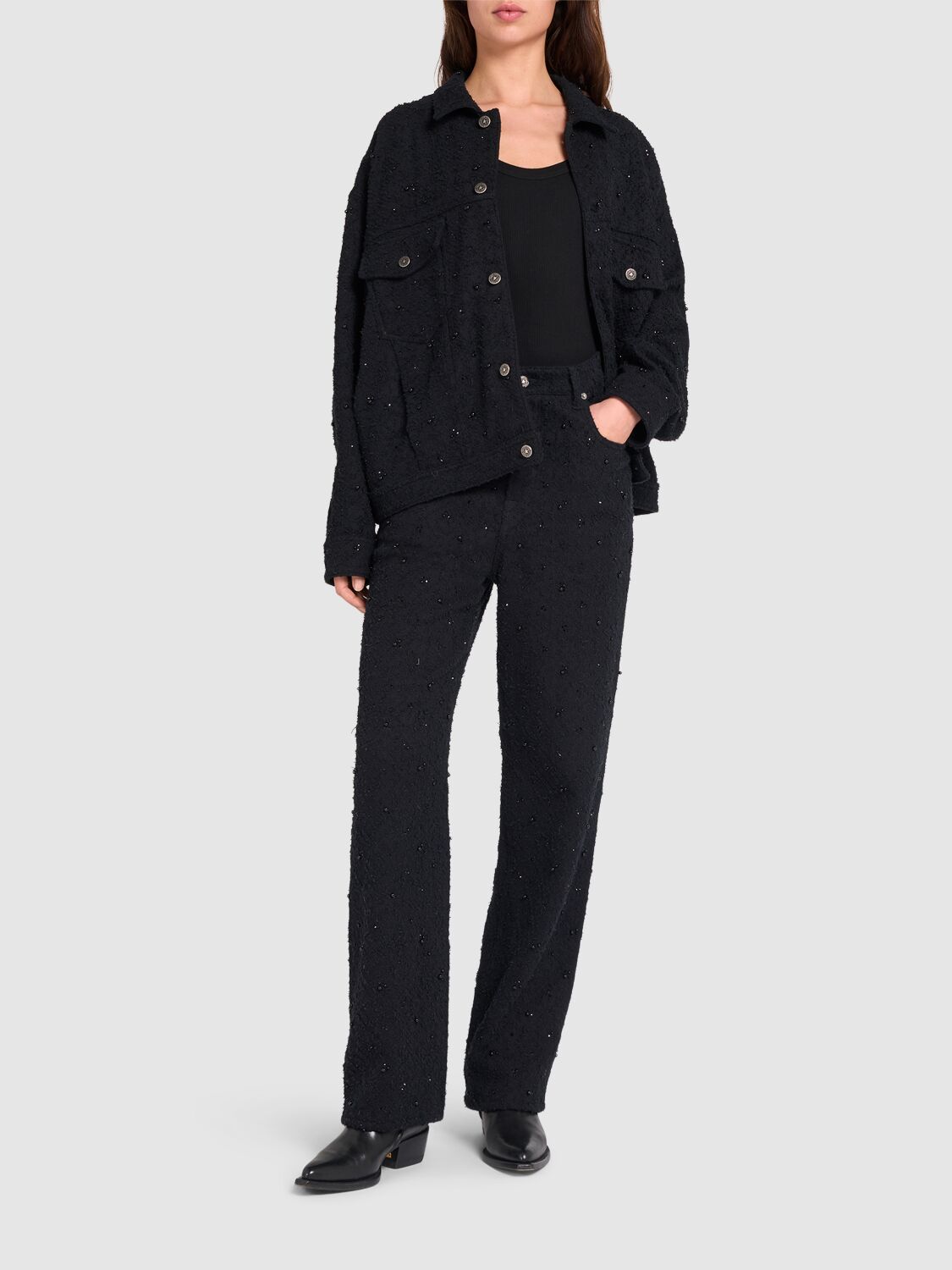 Shop Golden Goose Journey Kim Embellished Jeans In Black