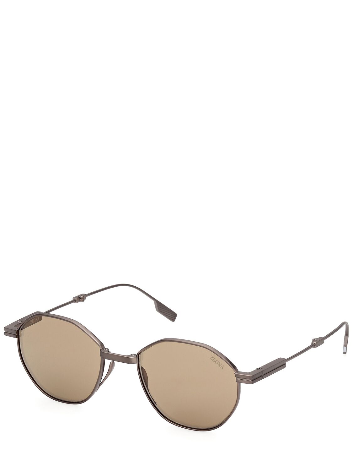 Shop Zegna Foldable Titanium Sunglasses In Bronze,brown