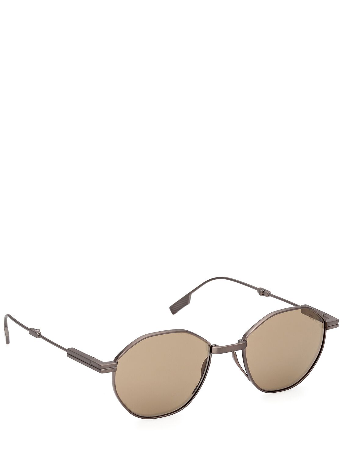 Shop Zegna Foldable Titanium Sunglasses In Bronze,brown