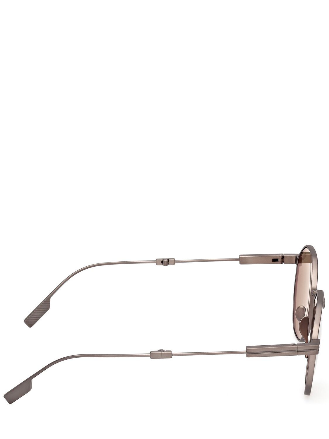 Shop Zegna Foldable Titanium Sunglasses In Bronze,brown