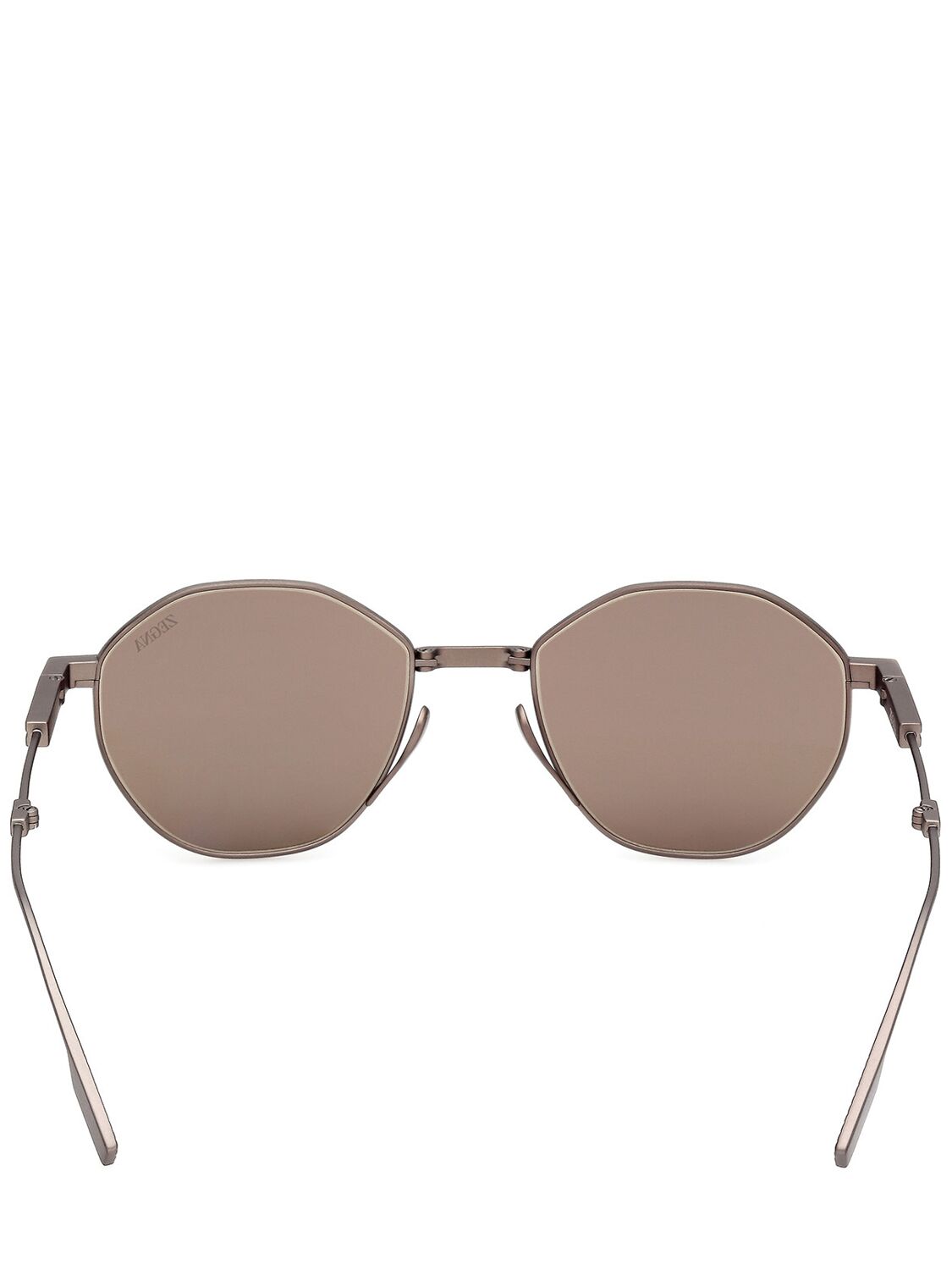 Shop Zegna Foldable Titanium Sunglasses In Bronze,brown