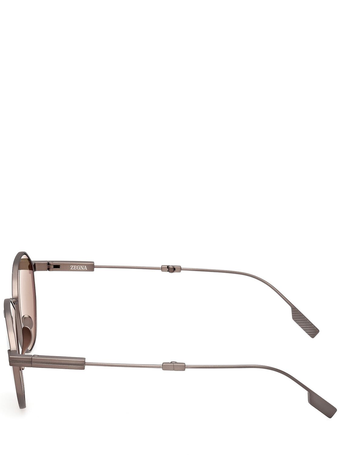 Shop Zegna Foldable Titanium Sunglasses In Bronze,brown