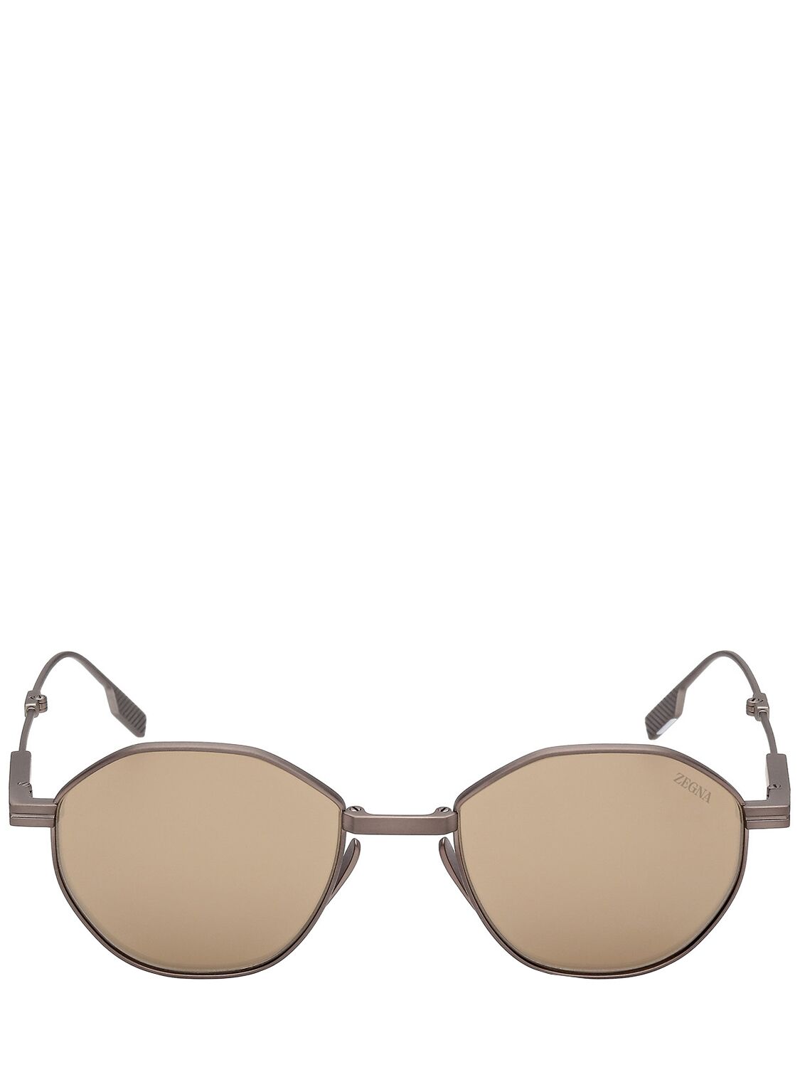 Zegna Foldable Titanium Sunglasses In Bronze,brown