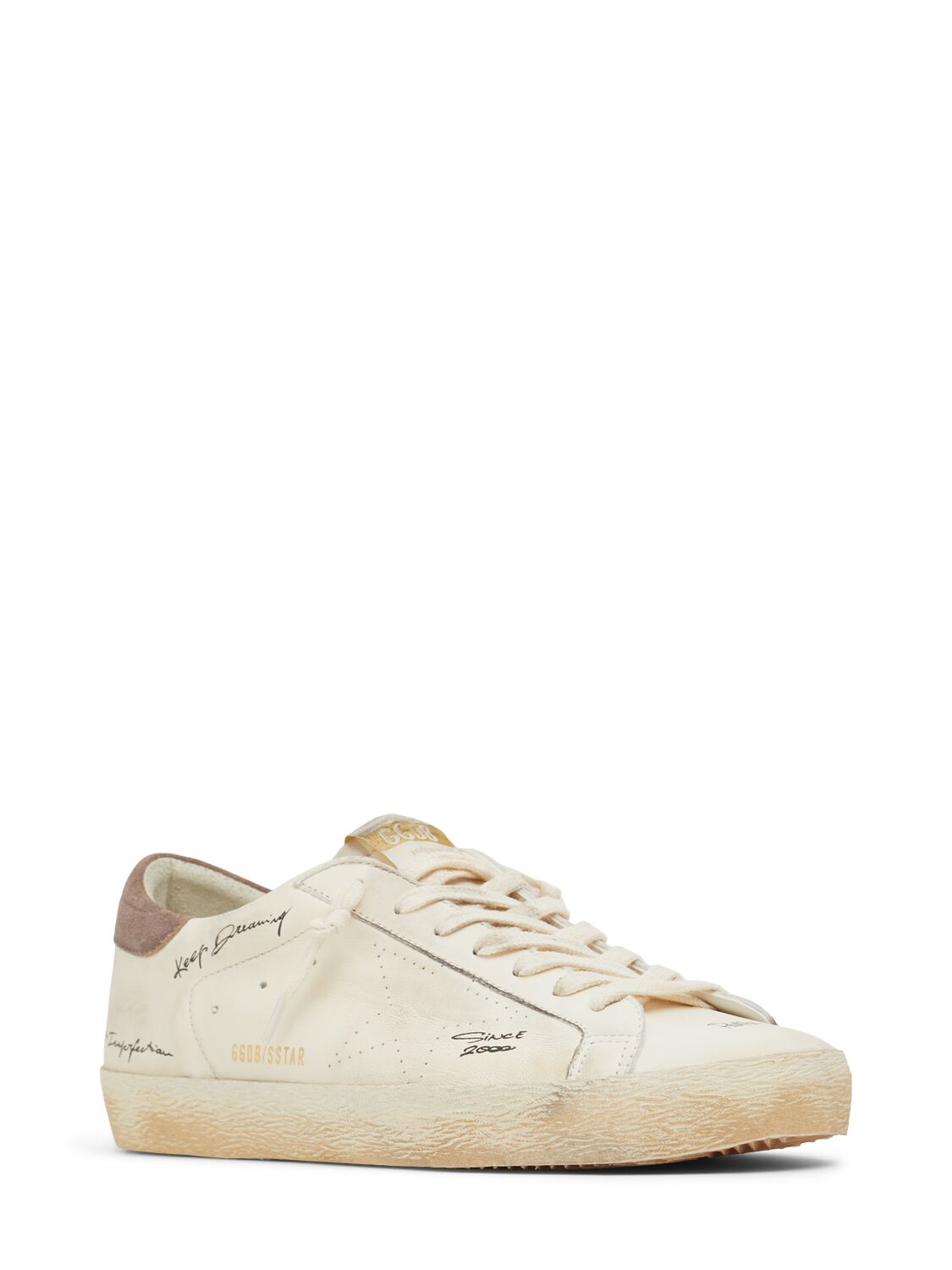 Shop Golden Goose Super Star Sneakers In White/cinder