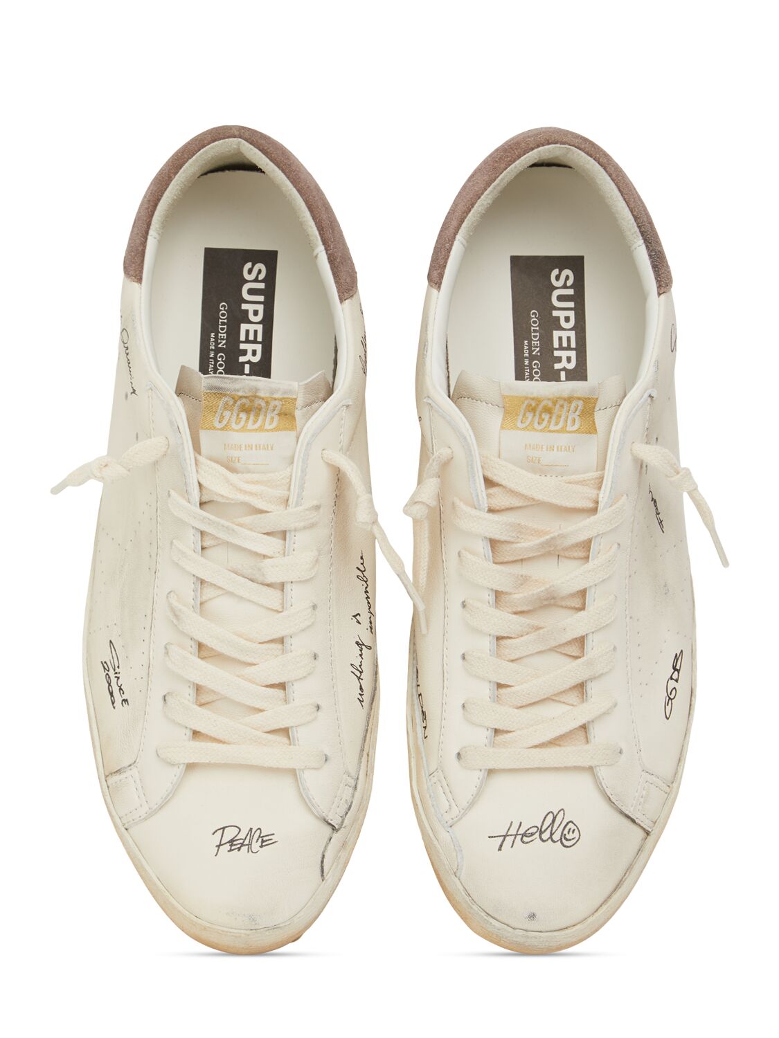 Shop Golden Goose Super Star Sneakers In White/cinder