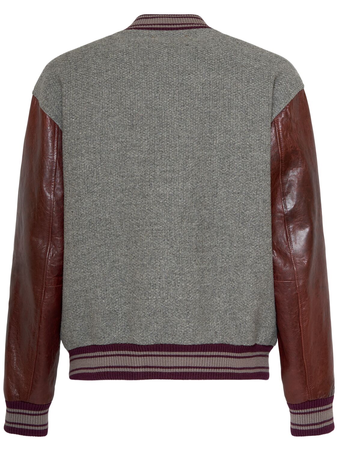 Shop Golden Goose Journey Virgin Wool Bomber Jacket In Grey/wine