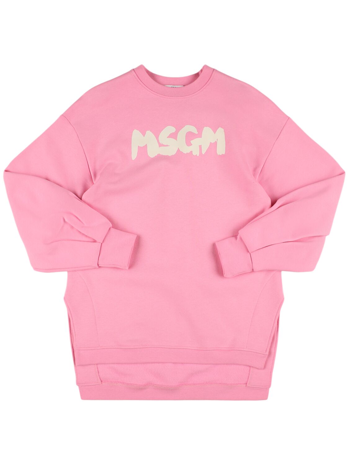 Msgm Cotton Sweatshirt Dress In Pink