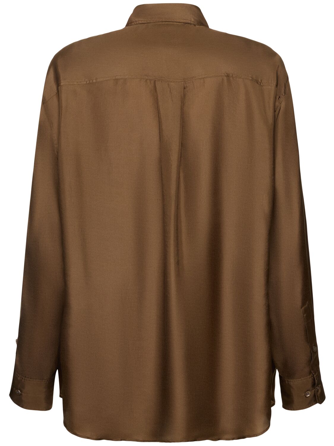 Shop Lemaire Loose Silk Twill Shirt In Tobacco